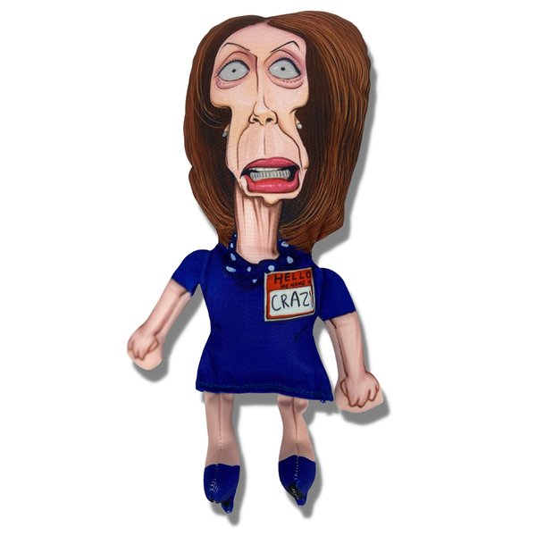 Nancy Pelosi Dog Toy for All Breeds | Crazy Nancy Chew Toy with Squeaker, Republican Gag Gift, Triple Stitched Durable Polyester, 12” Small