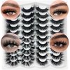 Lashes Extension Dramatic 20mm/25mm Lashes Mink 8D Volume Curly Fake Lashes Wispy Full Mink Lashes Long 20 Pairs False Eyelashes D Curl Strip Lashes Pack