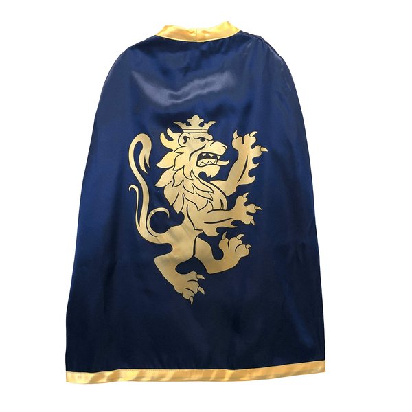 Liontouch - Noble Knight Cape, Blue | Medieval Pretend Play Toy Cloak for Children with Golden Lion Decoration | Dress Up, Fancy Dresses, Cosplay & Royal Knight Costume Accessory for Boys