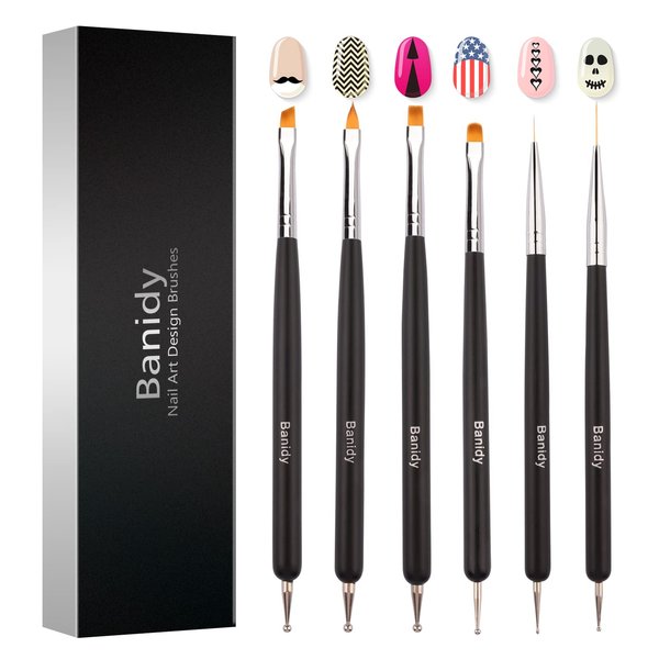 Nail Art Brushes for Gel Nail Art Nail Design Brush Tools Dual-Head Pen Painting Set Include Nail Extension Gel Brush Nail Art Liner Brush Nail Dotting Pen for DIY Manicure Gel Polish