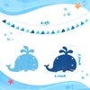 WATINC 4pcs Whale Felt Garland Under the Sea Party Decorations, Blue Fish Hanging Bunting Ornament, Summer Ocean Fishing Themed Party Banner Supplies, Baby Shower Birthday Decor for Wall Backdrop