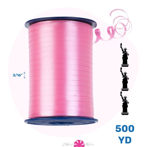 Morex Ribbon 253/5-020 Crimped Curling Ribbon 3/16" X 500 YD (3-Pack) for Gift Wrapping, Light Pink, Birthday Decorations, Party Favors for Kids and Adults, Christmas Ribbon for Crafts