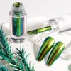 WEILUSI Chrome Nail Powder Holographic Mirror Effect Glitter Iridescent Gel Nail Polish for Nail Art Manicure DIY Decoration Glitter (Green Holographic)