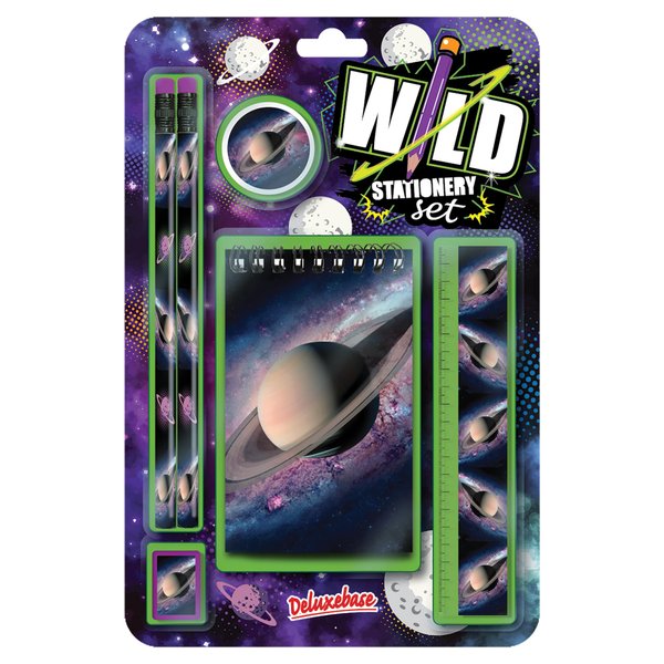 Deluxebase Wild Stationery Set - Tiger School Stationary Sets from School Supplies Include 2 Pencils, Pencil Eraser, Pencil Sharpener, Ruler, and Cute Notebook. Stationary Supplies Gifts for Kids