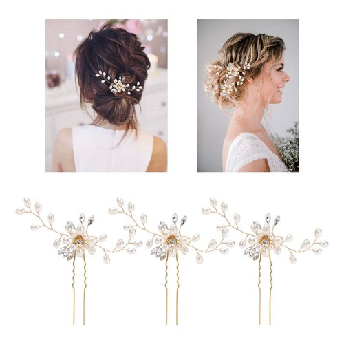Lawie 38 Pack Women Wedding Bridal Bride Hair Clips Side Combs Gold Decorative Bobby Pins Barrettes Vines Party Prom Headpiece Hairstyle Accessories Vintage Crystal Rhinestone Pearl Flower Silver Gold