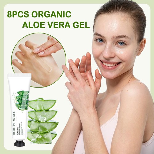 8PCS Organic Aloe Vera Gel for Face & Body,Moisturizing Non-sticky Pure Aloe Gel After Sun Aloe Lotion Skin Care,Fast Absorbing Long Lasting Refreshing Hydrating Face Moisturizer for All Skin Types