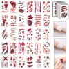 30 Sheet 180Pcs Halloween Zombie Makeovers, Halloween Simulation Horror Fake Bloody Wounds,Simulation Waterproof Tattoo Stickers Temporary Tattoo Bleeding Scars, Halloween Party Cosplay