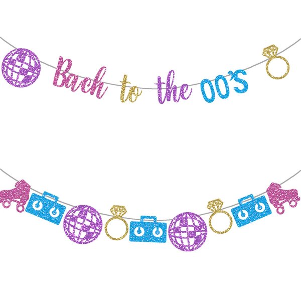 2000s Bachelorette Party Decorations Glitter Bach To The 00s Banner Roller Skating Diamond Ring Garland for Retro Throwback 00's/Early 2000s/Y2K Theme Bachelorette Party Supplies Decorations