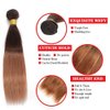 10A Ombre Human Hair Bundles Straight Bundles Brazilian 100% Unprocessed Virgin Remy Hair Bundles Straight Ombre Hair 2 Tone Black to Honey Brown Human Hair Extensions (T4/30, 18 20 22)