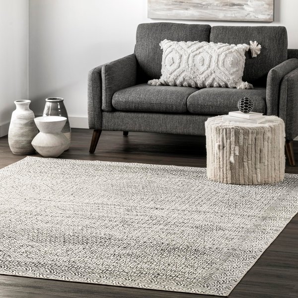 nuLOOM Abstract Tribal Machine Washable Accent Rug, 2' x 3', Grey, Rectangular, 0.1" Thick