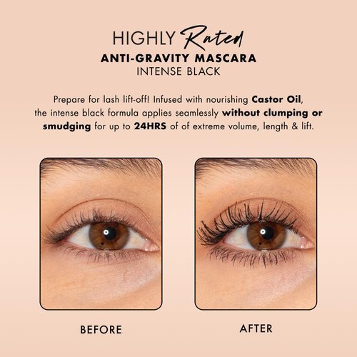 Milani Highly Rated Anti-Gravity Black Mascara with Castor Oil and Molded Hourglass Shaped Brush - 1 Pack