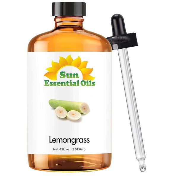 Sun Essential Oils 8oz - Lemongrass Essential Oil - 8 Fluid Ounces - Lemon Grass Oil - Aromatherapy Oils