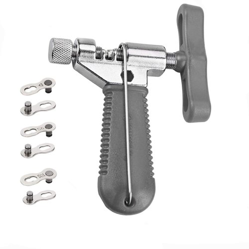 QKURT Bike Chain Splitter + 3 Pairs Bicycle Missing Link, Universal Bike Chain Cutter Breaker Tool With Chain Hook for 7 8 9 10 Speed Bicycle Chain Link Repair Removal/Install - Reusable Bicycle Tools