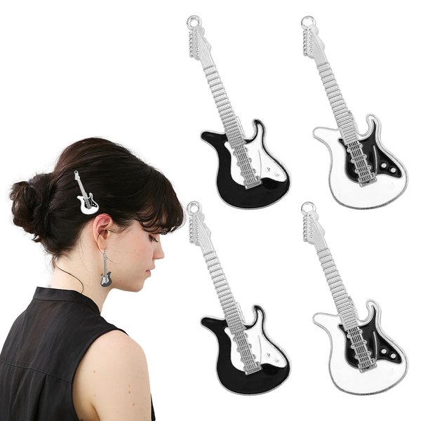 4 Pack Metal Guitar Hair Clips Retro Punk Style Novelty Hair Making for Women