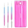 ZIZZON Cuticle Pusher Stainless Steel Cuticle Peeler Scraper Gel Nail Polish Remover Tool 3 Pack (Blue-purple)