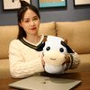 Achwishap Cow Stuffed Animals 13.7” Cow Plush Pillow Stuffed Dolls Hugging Pillow with Zipper, Plush Toys Dolls Gifts for Kids Girls Boys Easter