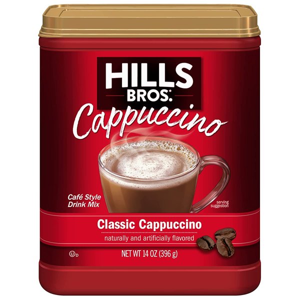 Hills Bros Instant Decadent Classic Cappuccino Mix with a Hint of Sweetness, Easy to Use and Convenient, Enjoy Coffeehouse Flavor at Home, Frothy, 14 Oz