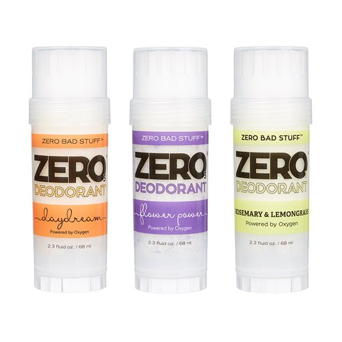 ZERO Deodorant – Oxygen Powered De-Stinkerizer – Long Lasting, All Natural, Baking Soda Free, Aluminum Free, Safe for Sensitive Skin, Safe for Kids, Shea Butter Solid (Most-Popular 3-Pack)