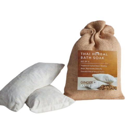 Thai Herbal Bath Soak by Verve CULTURE | Traditional Spa Remedy | Aromatic Ginger + Kaffir Lime Bath Tea Pouch | Promotes Postpartum Recuperation, Relaxation, Muscle Fatigue Relief | Pack of 2