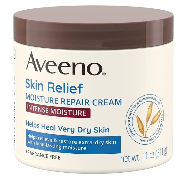 AVEENO Active Naturals Skin Relief Moisture Repair Cream, Intense Moisture 11 oz (Pack of 3)