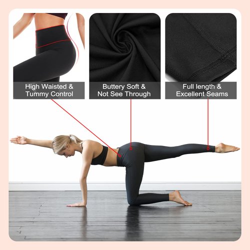 Leggings for Women Non See Through-Workout High Waisted Tummy Control Black Tights Yoga Pants