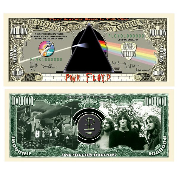 American Art Classics Pack of 5 - Pink Floyd Million Dollar Collectible Bill - Limited Edition Collectible Novelty Million Dollar Bill - Great Gift for Floyd Fans Fantasy Notes