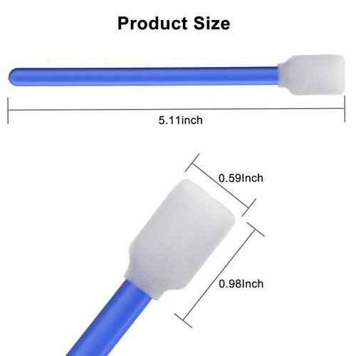 200pcs 5.11" Square Rectangle Foam Cleaning Swab Sticks for Solvent Format Inkjet Printer Roland Optical Equipment (Blue)