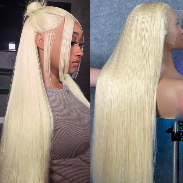 DJFG 613 Lace Front Wig Human Hair 30 Inch Blonde Wig Human Hair 613 13x6 Lace Front Wig Human Hair 200 Density Blonde Lace Front Wigs Human Hair Pre Plucked HD Lace Frontal Wig Straight Glueless
