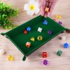 SIQUK Double Sided Dice Tray Folding Rectangle PU Leather and Dark Green Velvet Dice Holder