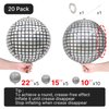 PartyWoo Silver Disco Foil Balloons, 20 pcs Round Foil Balloons Different Sizes Pack of 22 Inch 15 Inch 10 Inch 4D Foil Balloons and Ribbon, Foil Balloons for Birthday Decorations, Party Decorations