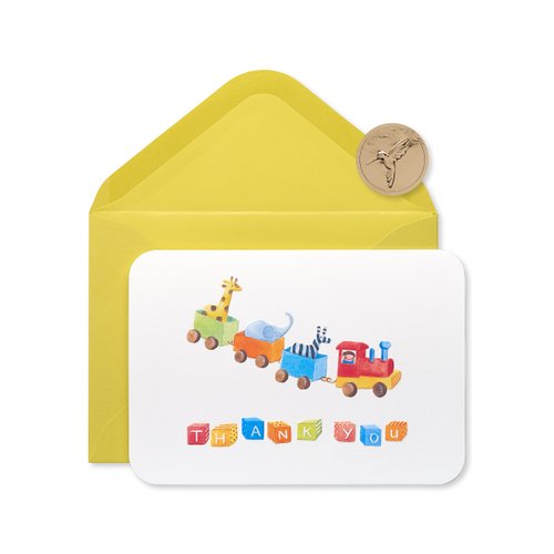 Papyrus Baby Thank You Cards with Envelopes, Toy Train (12-Count)