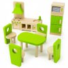 Wooden Dollhouse Furniture|Made of Safe Wood and Bright Water-Based Paint|Compatible with Most Doll Houses|Eat-in Kitchen