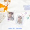 Lora Rossie 6 Kpop Photocard Holder Keychain Toploaders,50 Holographic Card Sleeves for Trading Cards Kpop Photocard,22 Ribbon Heart Bubble Deco Korean Stickers for Photocards Binder
