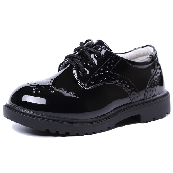 DADAWEN Children's Boy's Girl's Lace-Up School Uniform Shoes Comfort Oxford Dress Shoes (Toddler/Little Kid/Big Kid) Black US Size 7 M Toddler