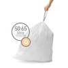 simplehuman Code Q Custom Fit Drawstring Trash Bags in Dispenser Packs, 20 Count, 50-65 Liter / 13.2-17.2 Gallon, White