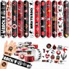 48 PCS Rock and Roll Party Favors 24PCS Tattoos Stickers 24PCS Slap Bracelets Wristbands Perfect for Themed Birthday Baby Showers or Classroom Rewards Ideal Decor and Gifts for Girls and Boys