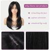 TuTive Black Wigs for Women 22 Inch Layered Wig With Bangs Natural Looking Shoulder Length Wig Heat Resistant Synthetic Fibre Wigs for Daily Party Use(Black)