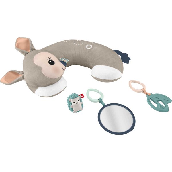 Fisher-Price Baby Toy Tummy Time Fawn Wedge, Animal-Themed Support with Mirror, Teether & Rattle for Developmental Play Newborns Ages 0+ Months