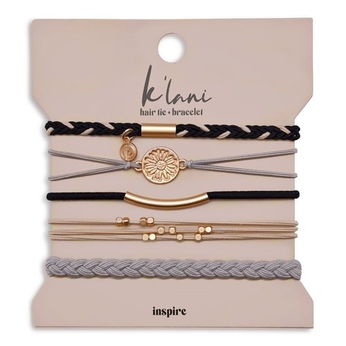 K’lani - Hair Tie Bracelets for Women - Dual-Use Bracelet and Hair Tie - Stylish Ponytail Hair Accessories - (Inspire) Set of 5 - (L)