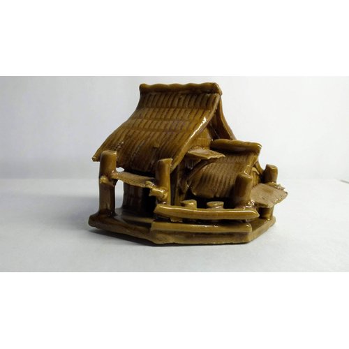 Bonsai Boy Glazed Miniature Ceramic Figurine - Double Hut 2 25 x 1 5 x 2 0