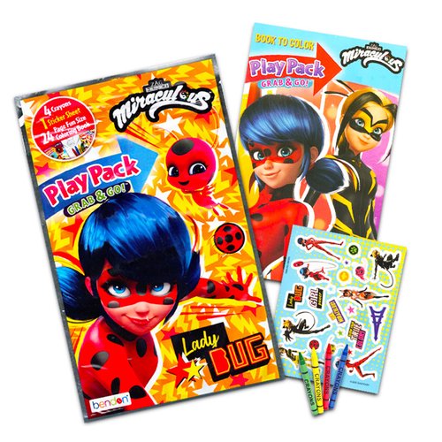 Miraculous Ladybug Party Favors Set Bundle ~ 12 Miraculous Grab n Go Play Packs with Coloring Pages, Stickers and More (Miraculous Party Supplies)