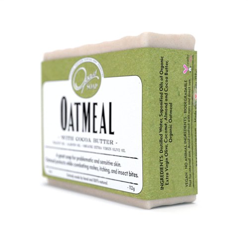 Opas Soap - 100% Natural Oatmeal Soap - UNSCENTED - with Organic Cocoa Butter and Organic Oats - Great for Sensitive Skin, Eczema or Psoriasis - For ALL skin types - Stops the itching and irritation