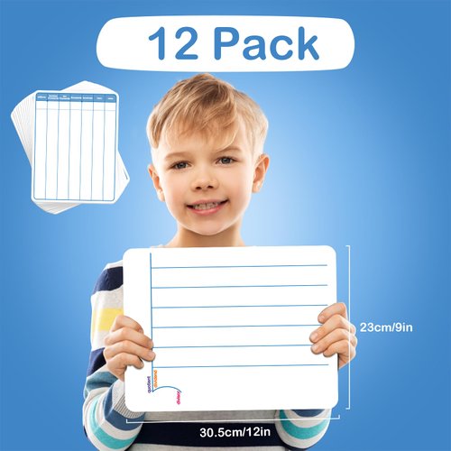 Aizweb 12 Pack Long Division Dry Erase Board Card,12" x 9" Multiplication Small Whiteboard Math Manipulatives for Kids Student Classroom Must Have Homeschool Teacher Supplies Learning Activities