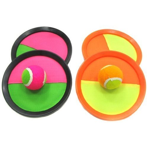 YMCtoys Toss and Catch Ball Game Set Paddle Game 2 Set (4 Paddles, 2 Balls)