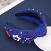 mokkia 4th of July Headband for Women American Flag Star Knotted Headbands Red White and Blue Rhinestone Crystal Top Knot Headbands Patriotic 4th of July Accessories Party Favors (American Star 7)