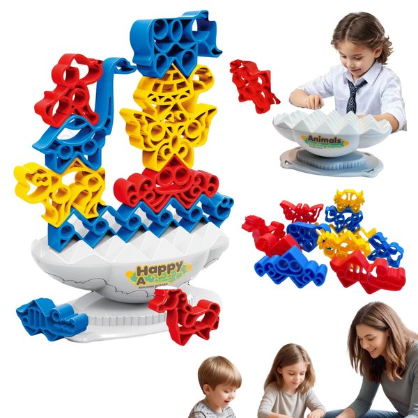 CHOWONE Animal Stacking Game Toy Set Balance Stacking Puzzle Tabletop Tower Board Games for Family, Team Building Blocks Party Game for Kids and Adults
