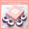KASTU Dried Flower Bath Salt Balls,4 Pack Gift Set,Lavender Extract Essential Oils,Moisturizing Dry Skin,Fizzy Spa,Relaxation,Self Care,Relaxing,Bubble Bath Bomb Gifts Idea for Men Women
