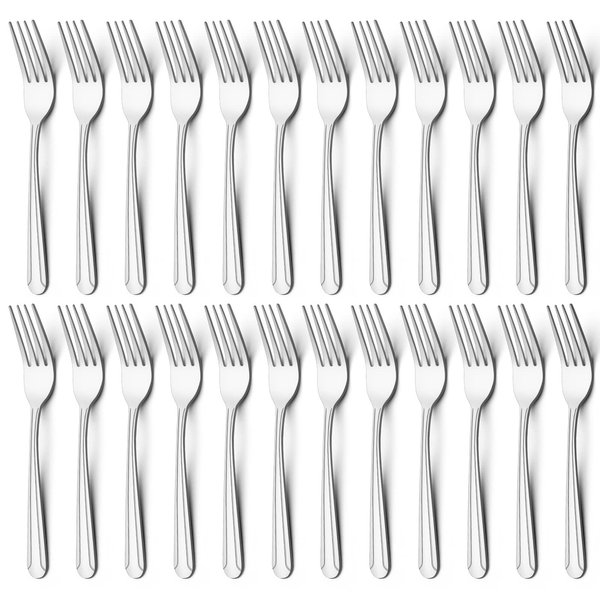 BEWOS 24 Pieces Dinner Forks Set, 8.2-Inch Stainless Steel Forks Silverware, Flatware/Salad Forks, Table Forks, Mirror Polished, Dishwasher Safe, Use for Home, Kitchen or Restaurant