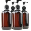 Empty Plastic Bottles with Pump Dispenser and Labels Included, Refillable Travel Containers for Hand sanitizer Shampoo Lotion, etc - BPA/Paraben Free, 500ml/16.9oz (Amber, 4 Pack)
