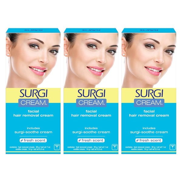 Surgi-cream Hair Remover For Face,  1-Ounce Tubes (Pack of 3)